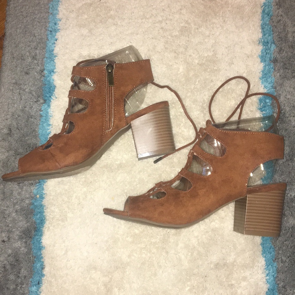 Rouge Lace Up Heeled Sandals